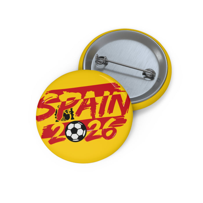 Spain 2026 Soccer Fan Pin Button — Yellow Supporter Badge