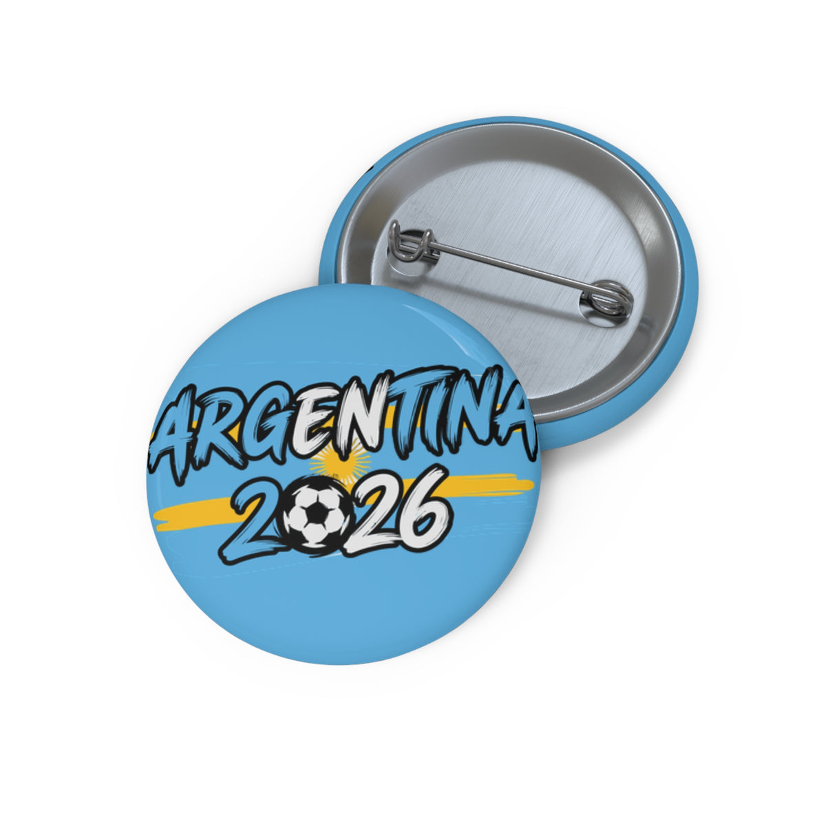 Argentina 2026 Soccer Button Pin — Blue Football Fan Lapel Badge
