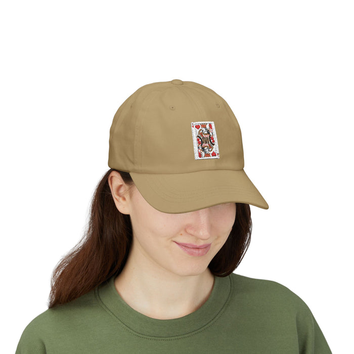 Dad Cap with Vintage King of Hearts Playing Card Patch — Casual Baseball Hat for Card Players & Game Night