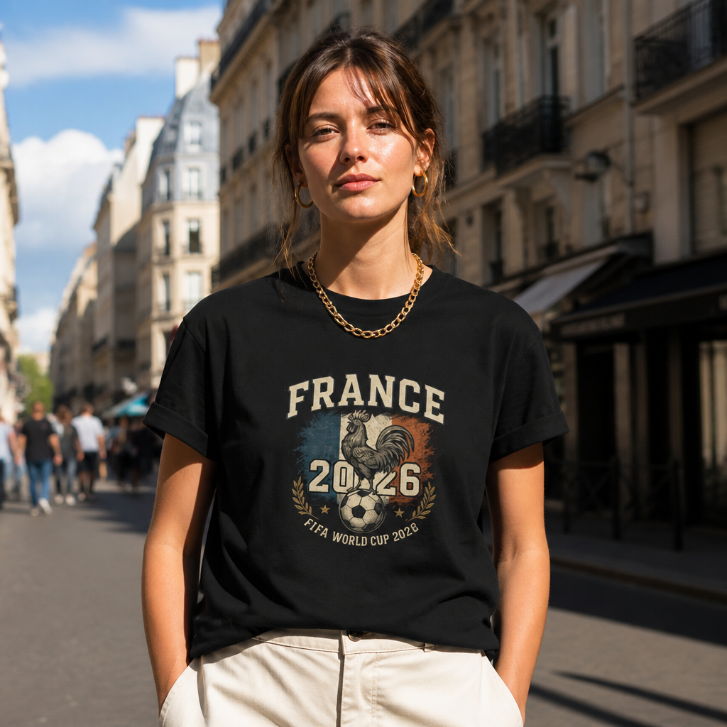 France Retro Soccer Tee 2026 | Vintage Football Fan Shirt | Unisex Classic Cotton T-Shirt