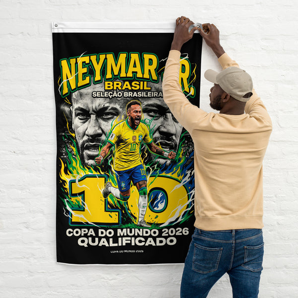 Brazil Football Wall Decor | Soccer Fan Decor & Match Day Flag（Neymar flag）
