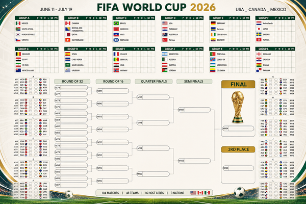 2026 FIFA World Cup Wall Chart , FIFA World Cup 2026 Schedule Template poster